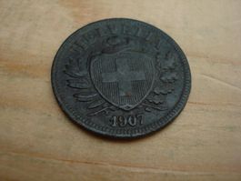 (D1) Départ 1 CHF 2 Rappen 1907