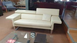 Elegante Creme Ledersofa 2.5-Sitzer modern