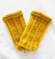 Handgestrickte Pulswärmer / Stulpen, gelb, neu