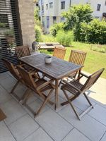 Gartenlounge aus Eukalyptusholz – Tisch, 6 Stühle, 2 Liegen,