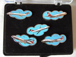 5 Swissair Pins mit Schachtel