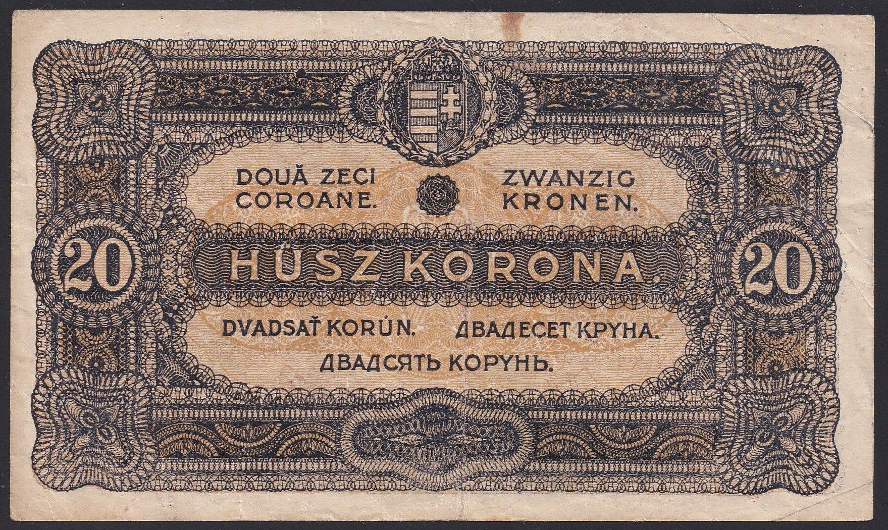 Banconote: Ungarn 20 Korona 1920 – Usato da Brugg AG venduto da banknoten_muesli 1