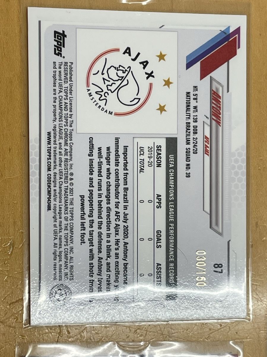 Topps Carte collezionabili: Topps Ajax Lot Gravenberch Auto Antony – Usato da Nürensdorf venduto da Mulderi9 5