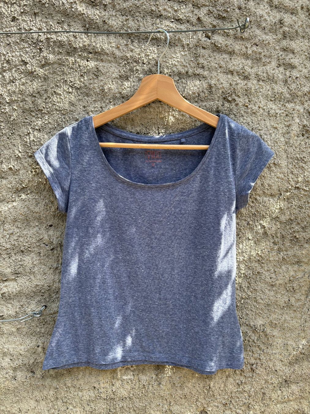 T-shirt: Boatneck T-Shirt midlength // mittellanges Top blau – Usato da Wittnau venduto da cel_j8w9