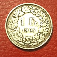 Schweizer 1 Franken Münze Helvetia Jahrgang 1905
