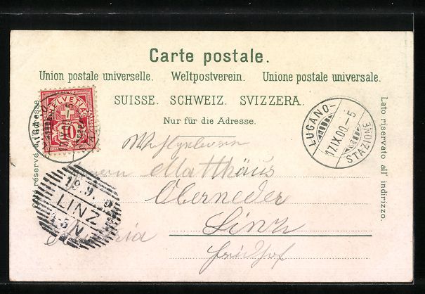 Cartoline postali: AK Lugano, Gesamtansicht, 1900 – Usato da Berlin venduto da bartko-reher 1