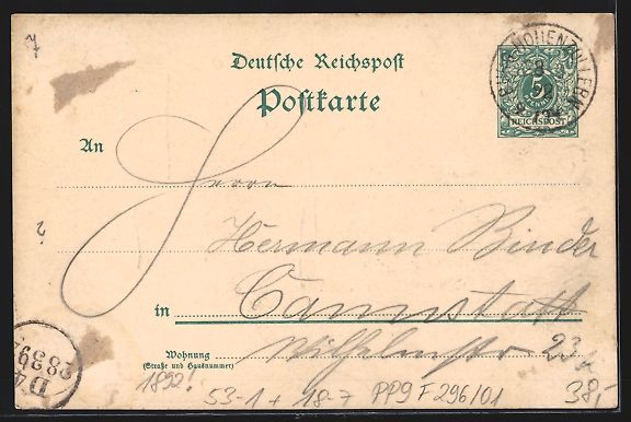 Cancelleria postale: Vorläufer-Lithographie Ganzsache PP9F29 – Usato da Berlin venduto da bartko-reher 1