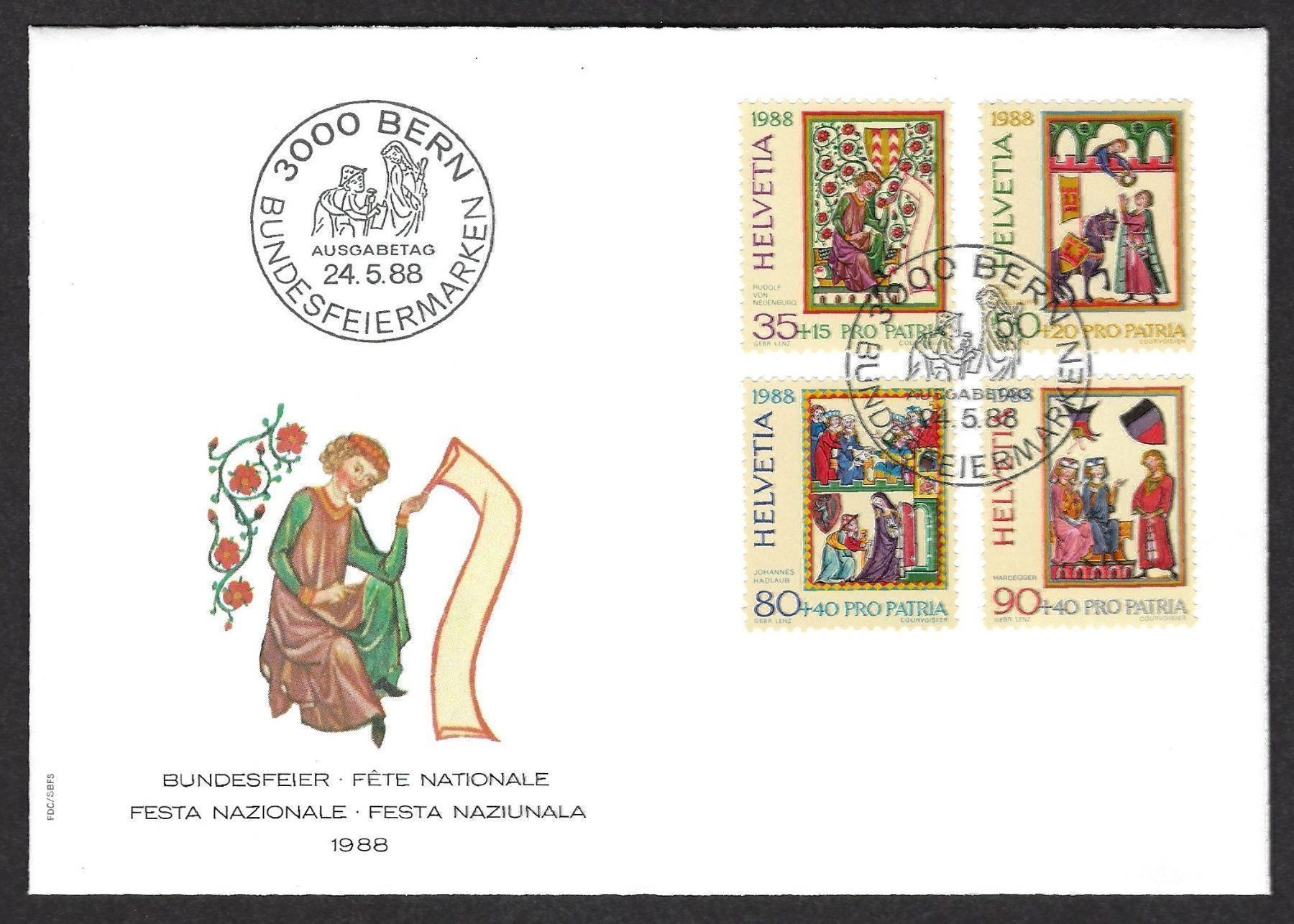 Tutti i francobolli: Bundesfeiermarken 1988, Ersttagsbrief – Usato da Luzern venduto da Einh0rn