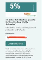5% Online Rabatt auf das gesamte Sortiment im Coop Vitality