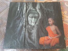 Tableau Bouddha Thaïlande Sroy Sriraphen Moine Zen Déco Asie