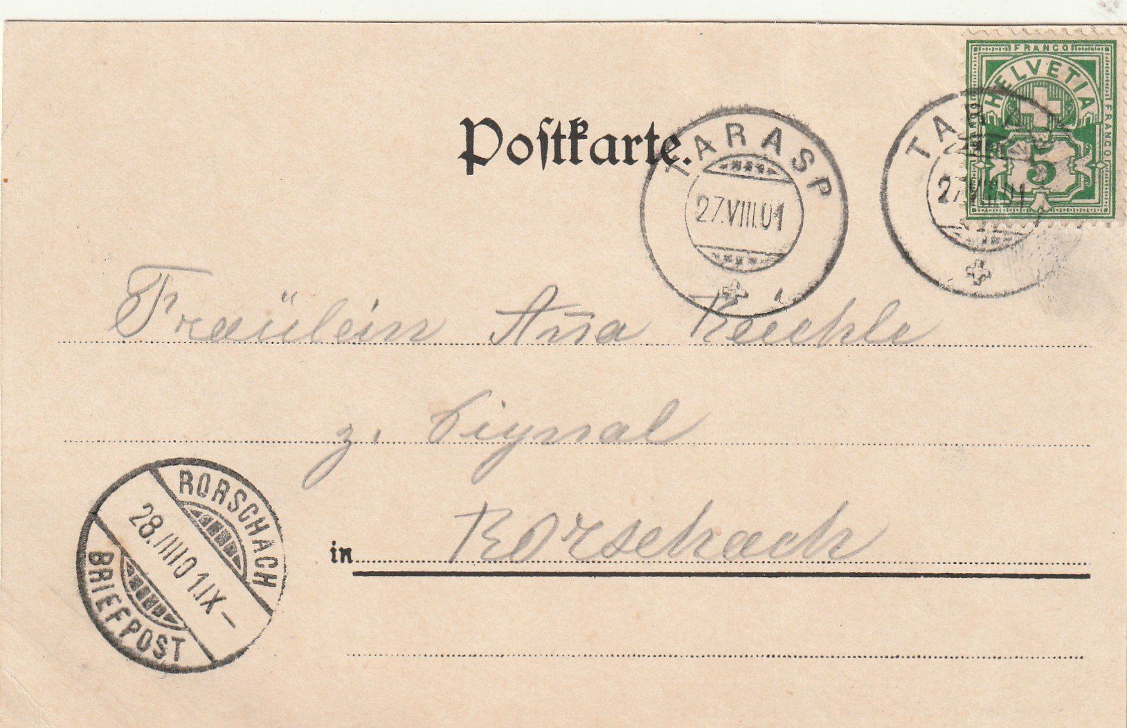 Cartoline postali: Tarasp – Usato da Rorschacherberg venduto da fratovi2 1