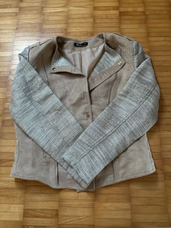 Schicke Damenjacke mit Webstoff-Ärmeln Gr. Xxl Frühling