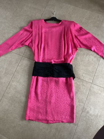 Robe cocktail en soie rose T 38-40. Luxus Seidenkleid rosa