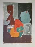 **Ruth Meyer Gouache abstrakt signiert 89×43 cm**