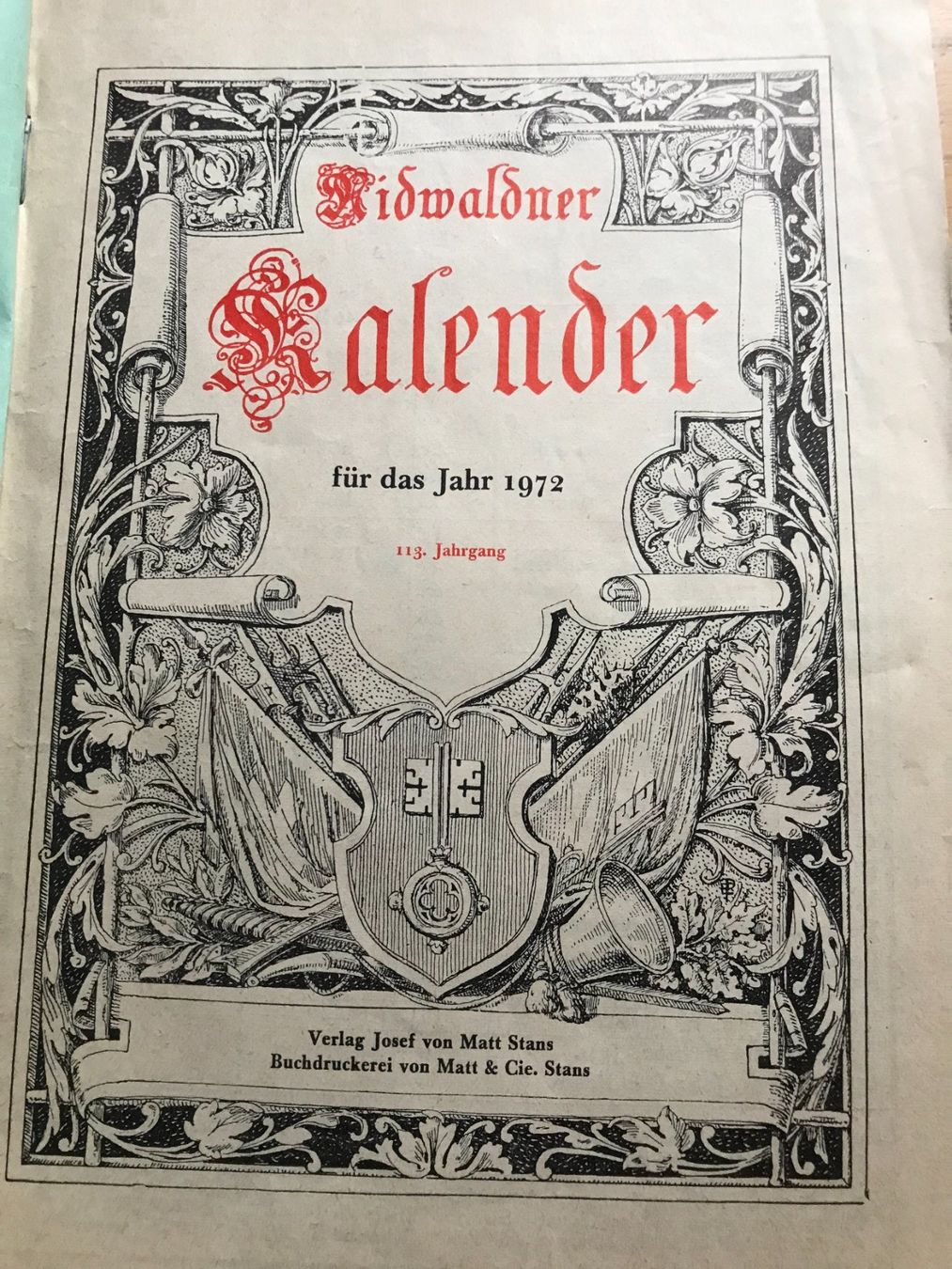 Kalender: Antiker Nidwaldner Kalender 1972 – Gebraucht aus Sachseln von basti1950 2