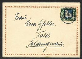 1930, J53 auf Pro Juventute-Briefli 17 o.Inhalt gest.(15715)