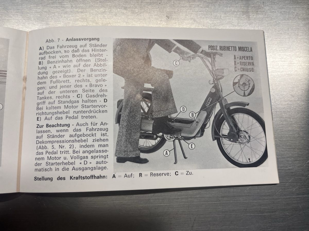 Piaggio Parti ricambio per ciclomotori: Ciao Boxer Bravo Anleitung – Usato da Thun venduto da Cpia 1