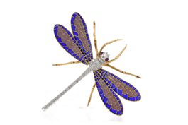 Grosse Libellen Brosche 18K Weissgold & Brillanten *S4650