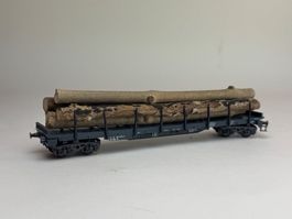 HR-  Liliput Container/ Rungenwagen mit langer Holzladung