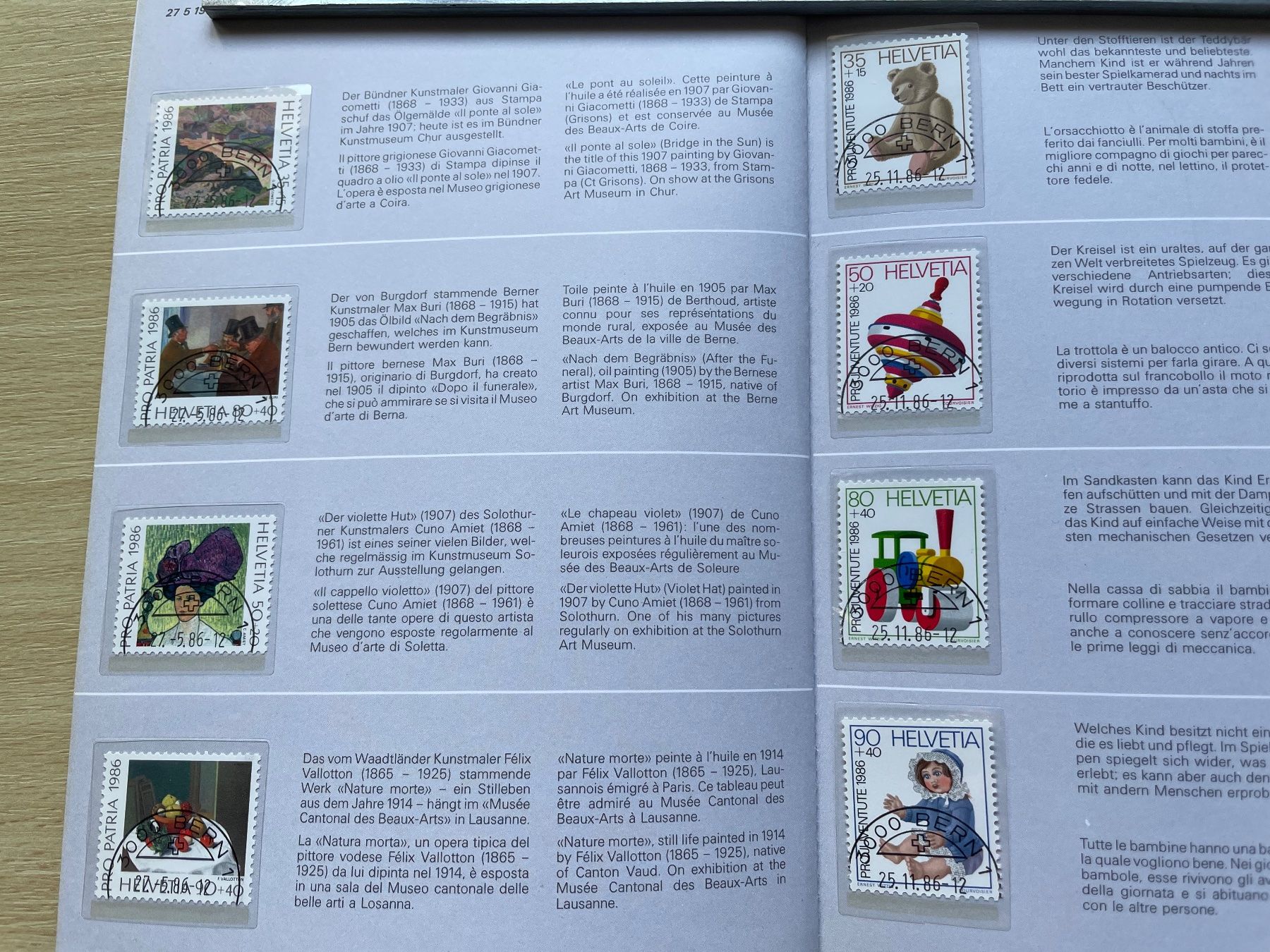 Tutti i francobolli: Carnet timb. 1986, prix poste 23- SBK 57.- – Usato da Sonceboz-Sombeval venduto da Comment2 1