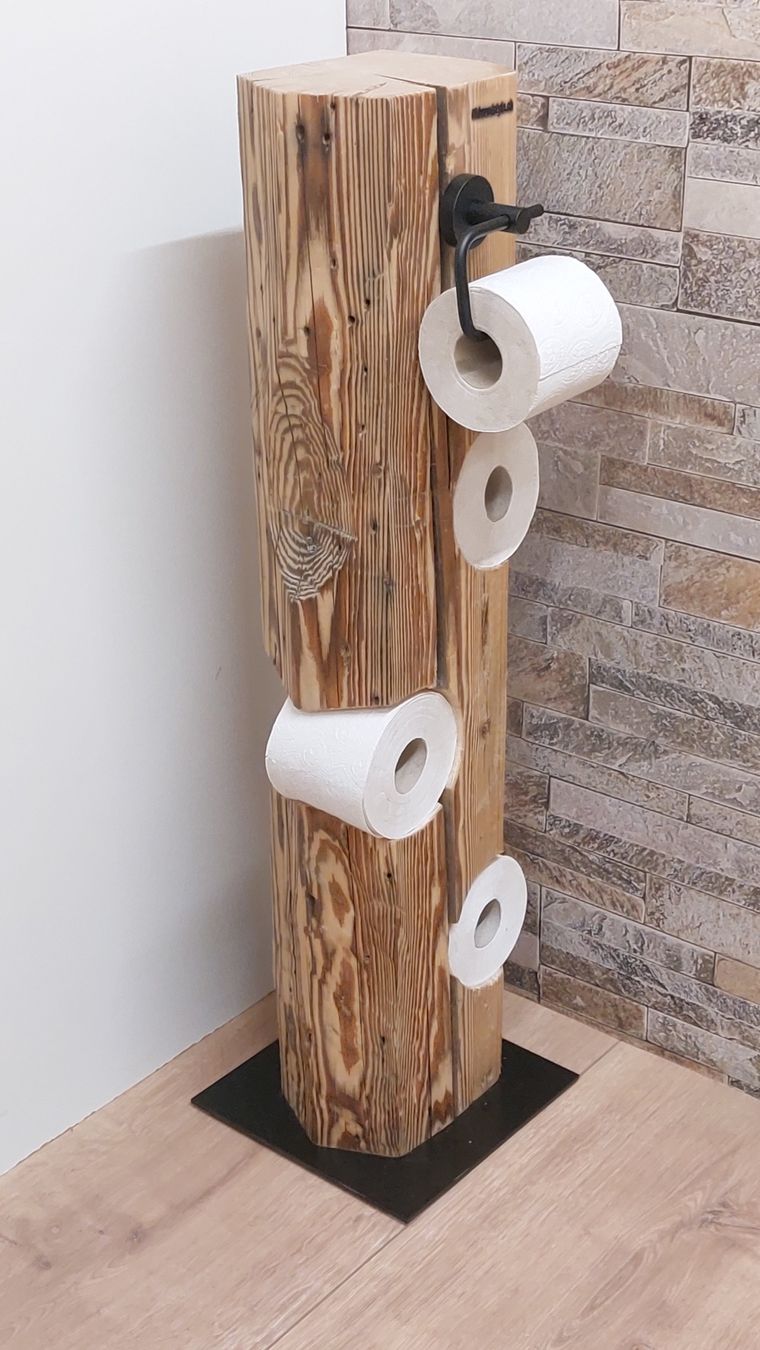 WC: Rustikaler WC-Rollenständer aus einem Altholzbalken – Nuovo e nell'imballaggio originale da Egnach venduto da Oldwoodstyle 5