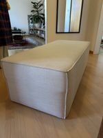 Polsterbank beige rechteckig Stoffbezug guter Zustand