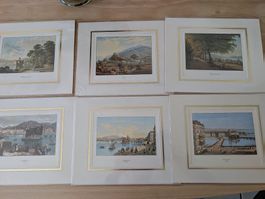 6 Kunstdrucke Genf, Schloss Chillon, Sion, Vevey