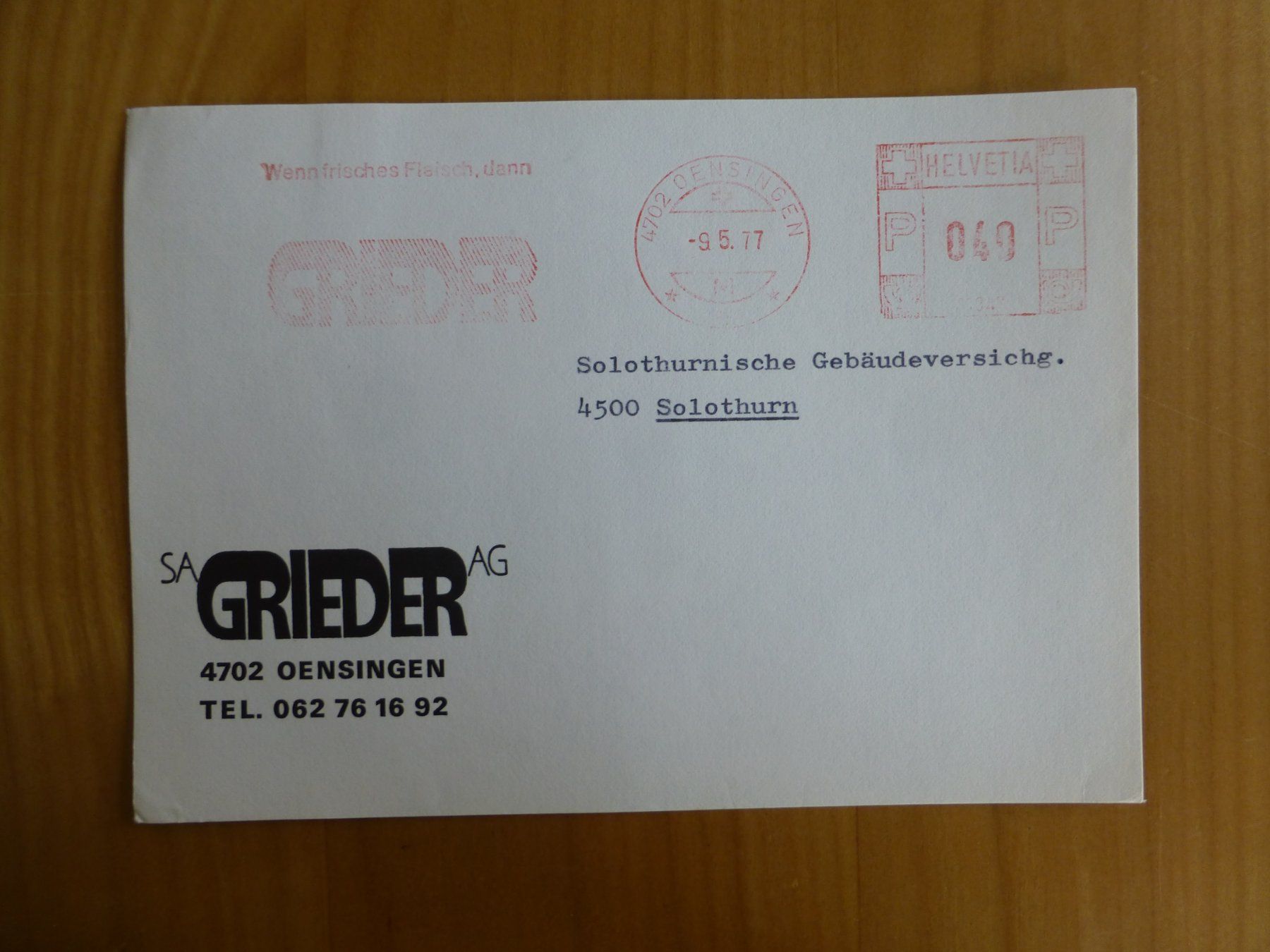 Poster & Bilder: Oensingen, Grieder AG, 1977 – Gebraucht aus Bettlach von 1saurer