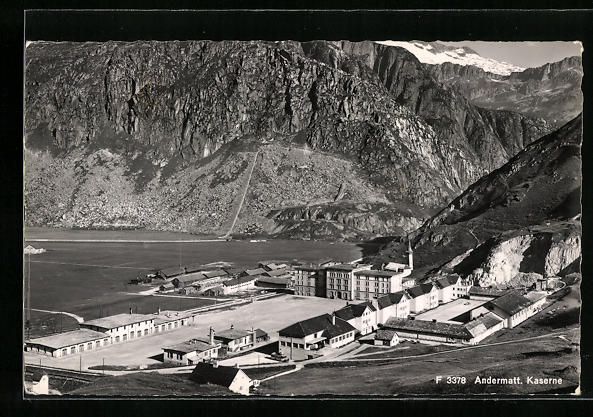 Cartoline postali: AK Andermatt, Blick auf die Kaserne – Usato da Berlin venduto da bartko-reher