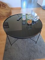 Runder Couchtisch Schwarz Glänzend Glas Metall Beine
