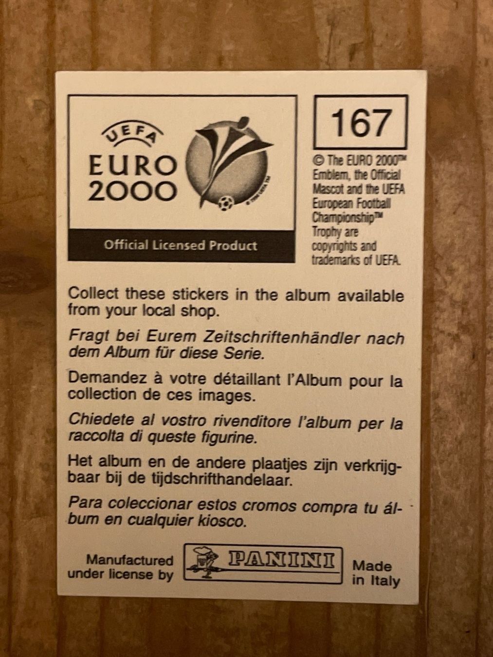 Panini Carte collezionabili: PANINI Sticker EURO 2000 "Gianluigi Buffon" Nr. 167 – Usato da Frasnacht venduto da GracyStore 1