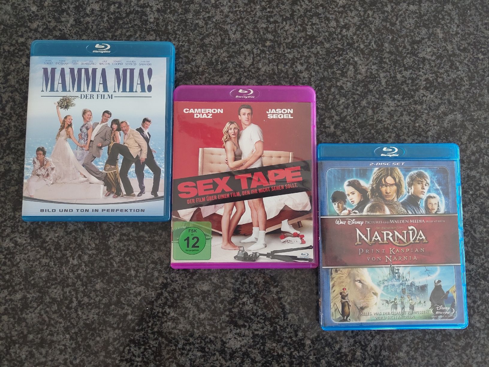 Tutti i DVDs: 3x Blu Ray: Mamma Mia, Sextape, Narnia – Usato da Meisterschwanden venduto da Boni4