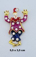 Niedliche - CLOWN - Brosche mit Glitzersteinen - 5,5x3,5cm
