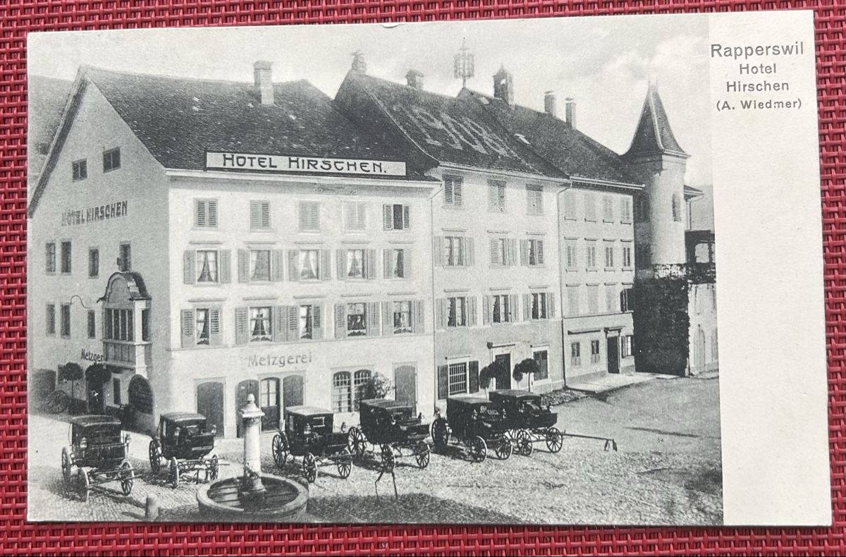 Cartoline postali: Rapperswil Hotel Hirschen  – Usato da Horw venduto da Tellbub