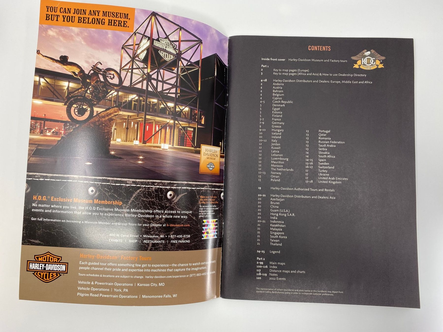 Riviste & Magazine: Harley Davidson Owner Group Touring Handbook 2012 – Usato da Langwiesen venduto da Restposten-24 1