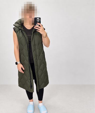 MNG / Mango lange Steppweste Gr. S – Khaki/Oliv – neu