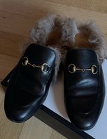 Gucci Leather Fur Lined Loafers Black Size 38 Used
