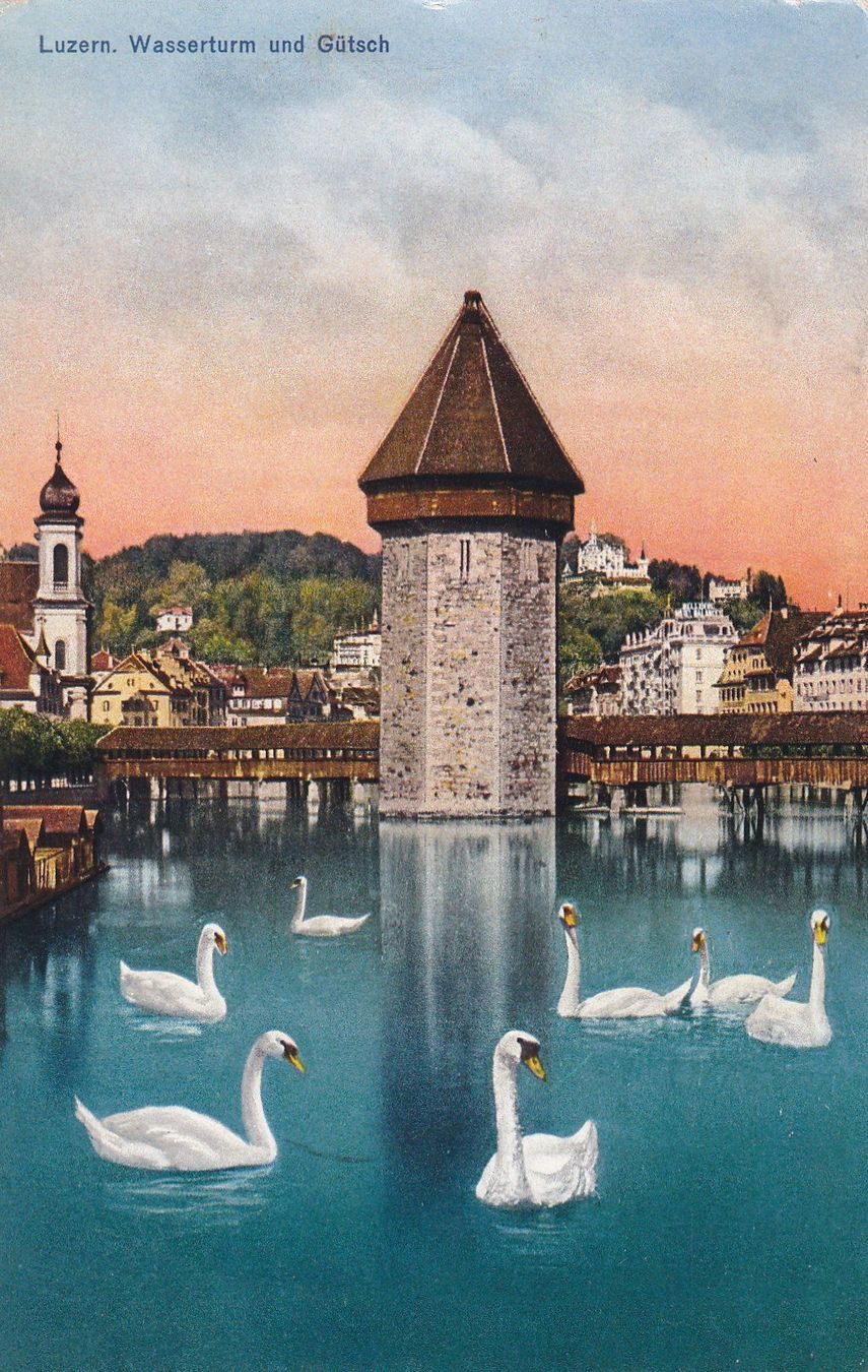 Cartoline postali: Luzern Wasserturm und Gütsch  1943 – Usato da Cormoret venduto da Pascalll2001