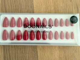 DOONAILS Soft Gel Press Ons, Rasp Berry, Short Almond