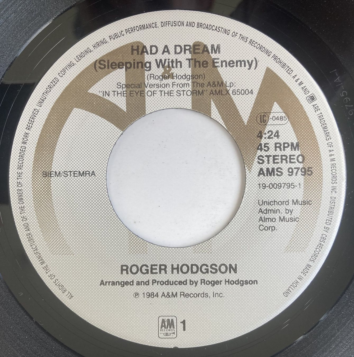 Schallplatten: SUPERTRAMP / ROGER HODGSON - HAD A DREAM – Gebraucht aus Bottens von hotter-than-hell 2