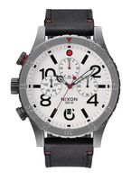 Nixon 48-20 Chrono Leather Gunmetal/White
