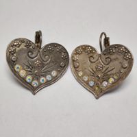 Vintage PILGRIM Herz-Ohrringe aus ECHTEM SILBER Strass A1