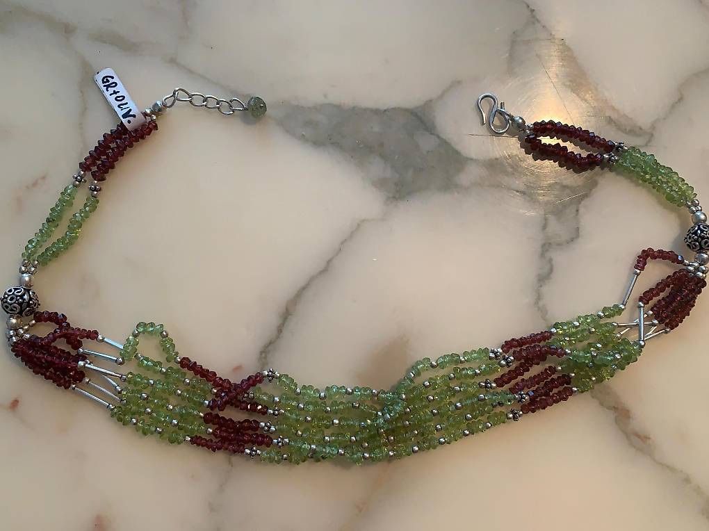 Ketten: Collana e braccialetto di granato rosso, olivina e argento – Neu (gemäss Beschreibung) aus Caslano von bri_5jft 4