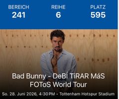 Bad Bunny Concert 2x Tickets London