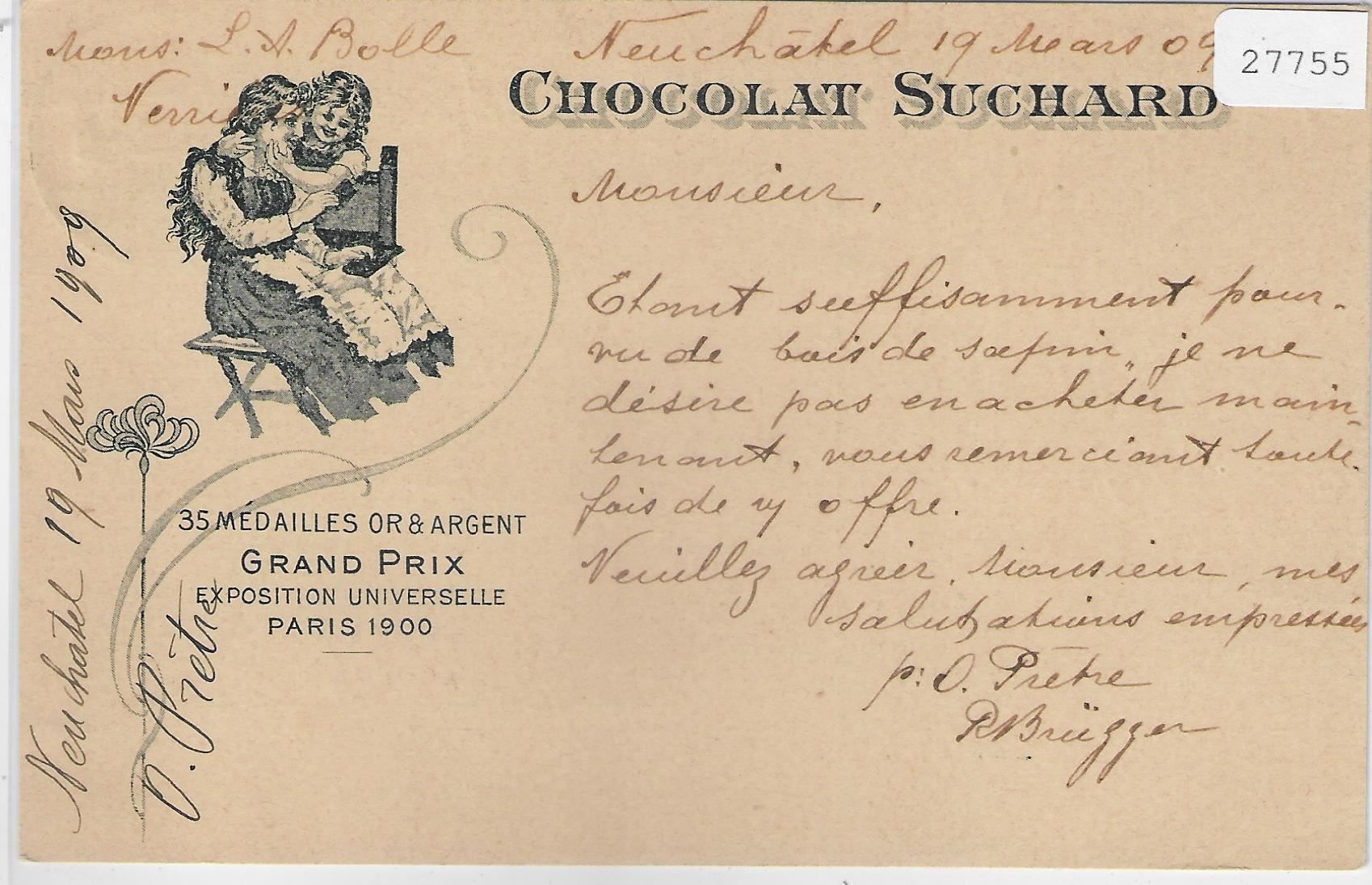 Cartoline postali: Chocolat Suchard Privatganzsache 1909 – Usato da Ettingen venduto da Kartenplanet