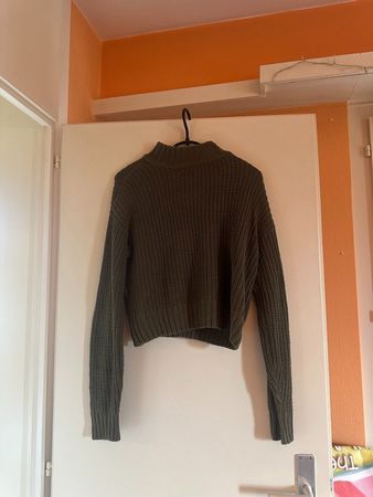 Pull col montant kaki en maille – H&M – Taille XS