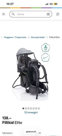 NUOVO Fillikid Elite zaino porta bambino