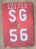 SG 56 - VELONUMMER - FAHRRADSCHILD - PLAQUE DE VELO - SG 56