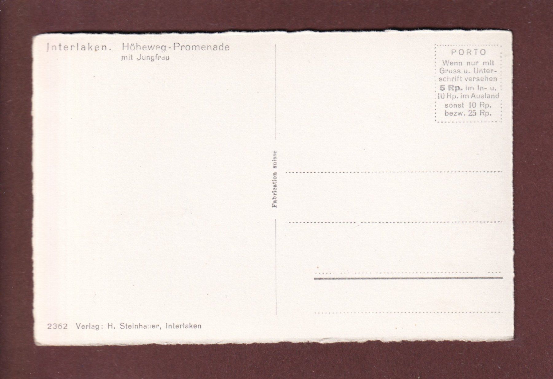 Cartoline postali: INTERLAKEN - Höheweg-Promenade – Usato da Pully venduto da nicecards 1
