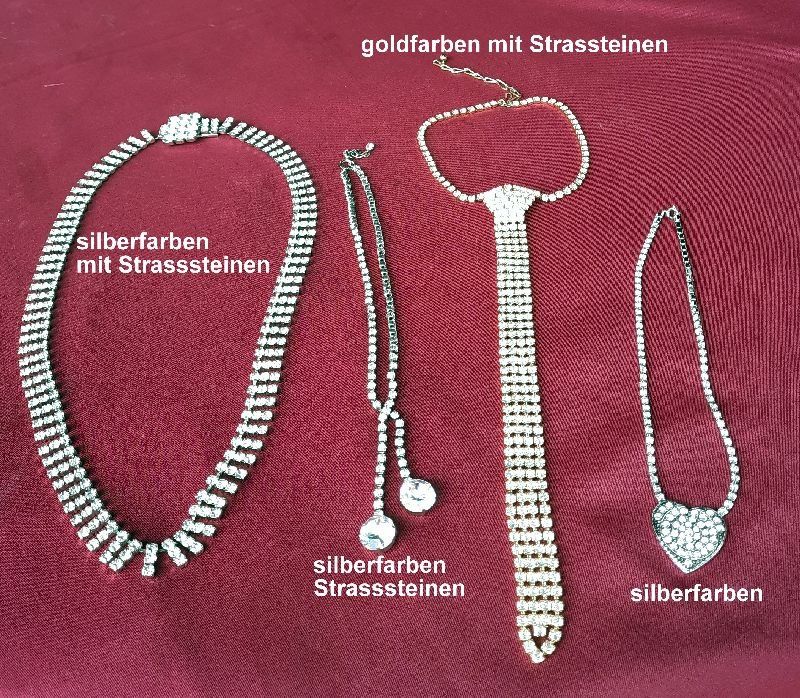 Altri gioielli: 4 Hochwertige Strass-Colliers, Modeschmuck – Nuovo (secondo la descrizione) da Eschenbach venduto da Alicekunst